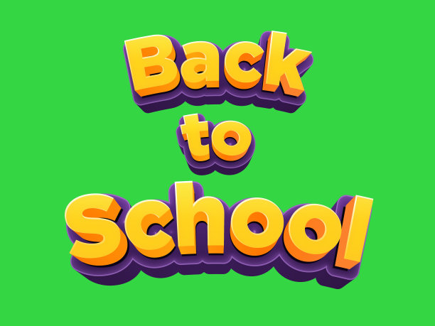 Back to School 3D文字效果标题图片下载