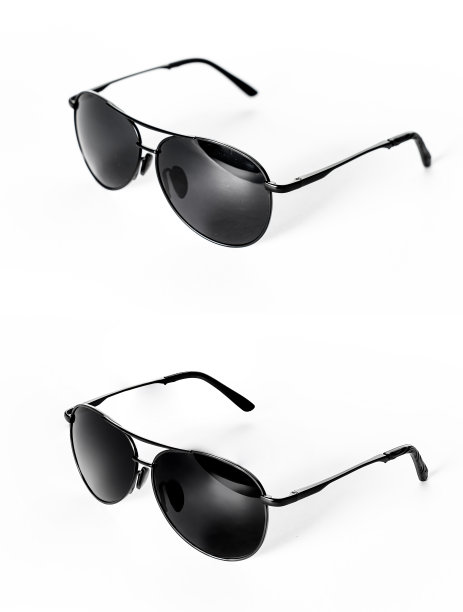 黑色太阳镜侧面视图在一个白色的背景图片下载