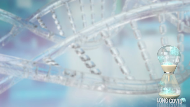 病毒和沙钟在sci背景长covid概念3d渲染图片下载