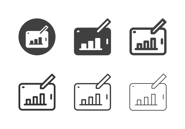 平板电脑图标的条形图-多系列图片下载