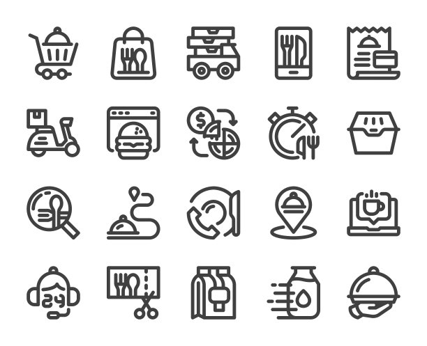 食品递送-粗体线图标图片下载