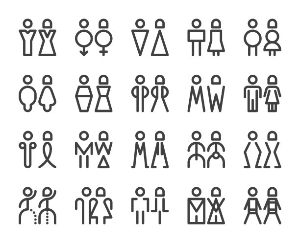 男人和女人签名-粗体线图标图片下载