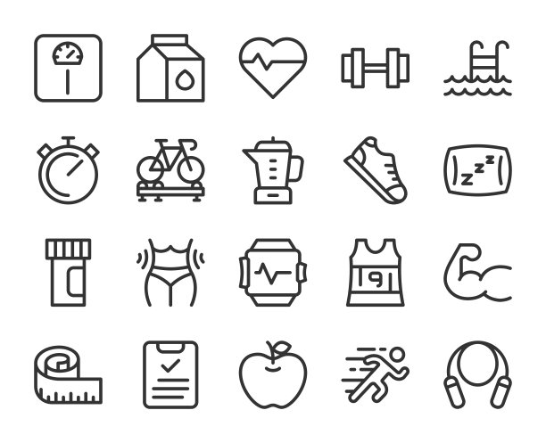 健身和健康的生活-线图标图片下载