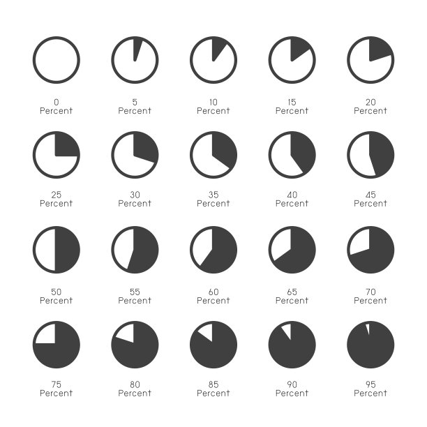 0- 95%饼图图标集1 -灰色系列图片下载
