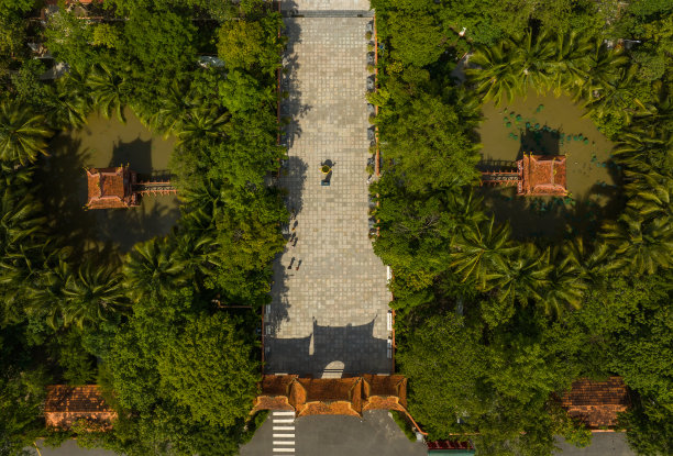 抽象鸟瞰芹苴市芳南翠林(芹苴寺)图片下载