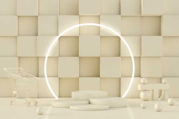 现代3D抽象背景平台的产品展示图片下载