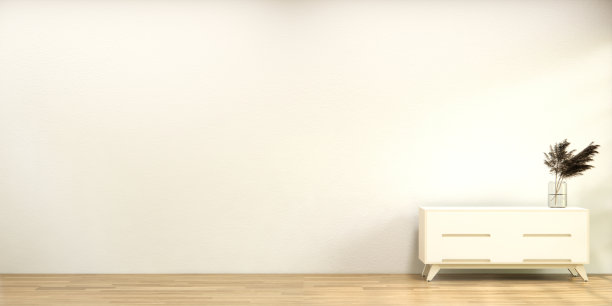 橱柜在现代空房日式禅宗风格，简约的设计。图片下载