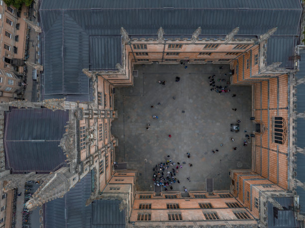 从牛津大学鸟瞰牛津城。图片下载