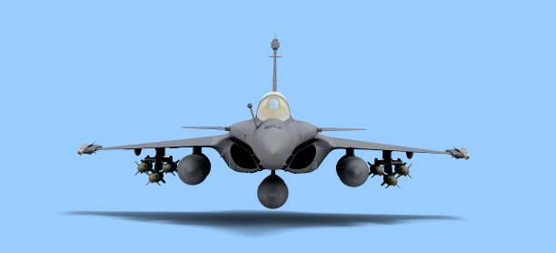 攻击战斗机前视图3d渲染蓝色背景图片下载