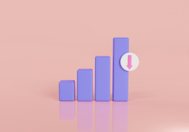 带有下降箭头的图表条的3d渲染插图。图表呈下降趋势。经济衰退，下台，倒下的酒吧，破产，预算衰退，贸易箭头。价值下降和变化图片下载