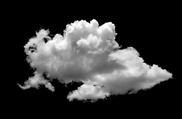 在黑色背景上孤立的白云集合图片下载