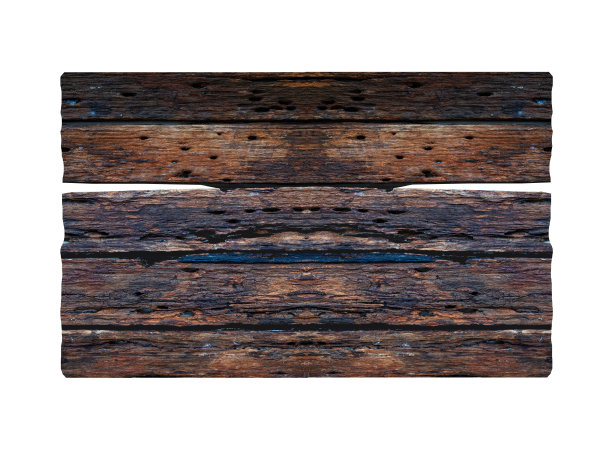 深棕色古色古香的木板框架背景与热带树叶和攀爬的藤蔓在木板的边缘。图片下载