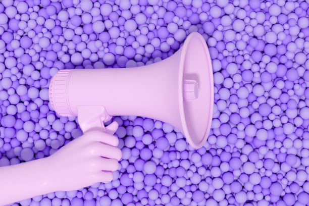 球上的扩音器，男人手里拿着扩音器，广告、销售、公告信息。图片下载