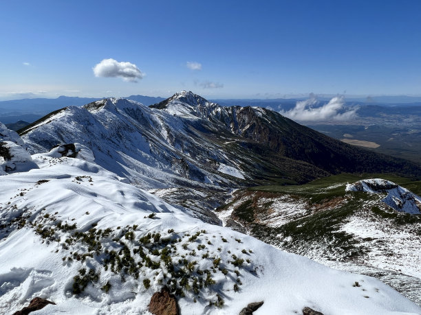北海道，被雪覆盖的富良野山图片下载