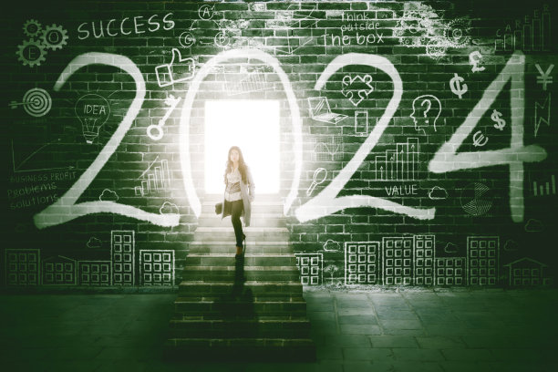 自信的女商人，有2024年的新年业绩图片下载