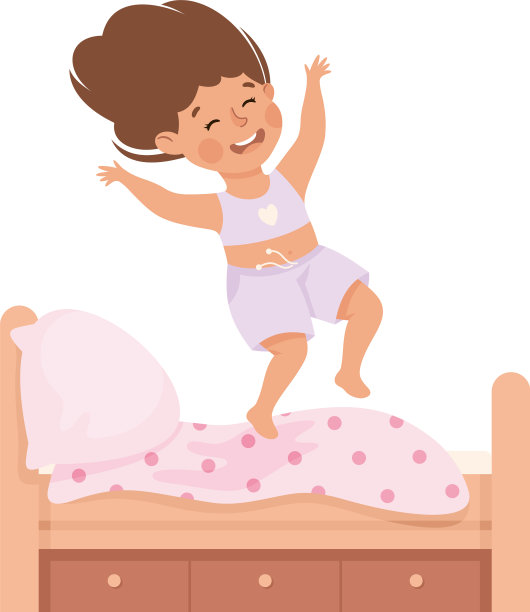 小女孩在床上跳来跳去，行为不端图片下载