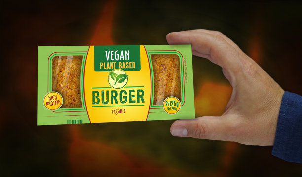 素食汉堡绿色有机食品包装3d插图图片下载