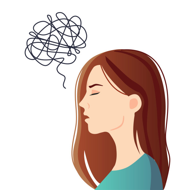 焦虑、悲伤、抑郁的女人。生活处境困难，头痛，困惑。内在问题，心理学，隐喻。女性的情绪和健康。图片下载