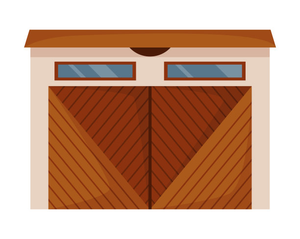 车库门图标。旋转门卡通车库，汽车屋存储。金属入口设有机械或自动控制系统。矢量插图仓库快门在白色背景图片下载