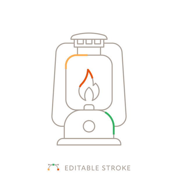 油灯多色线图标与可编辑的Stroke图片下载