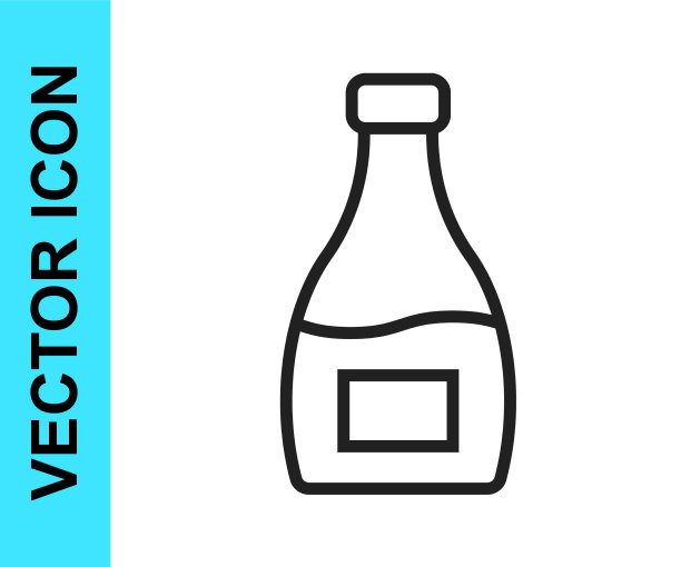 黑线酱瓶图标隔离在白色上图片下载