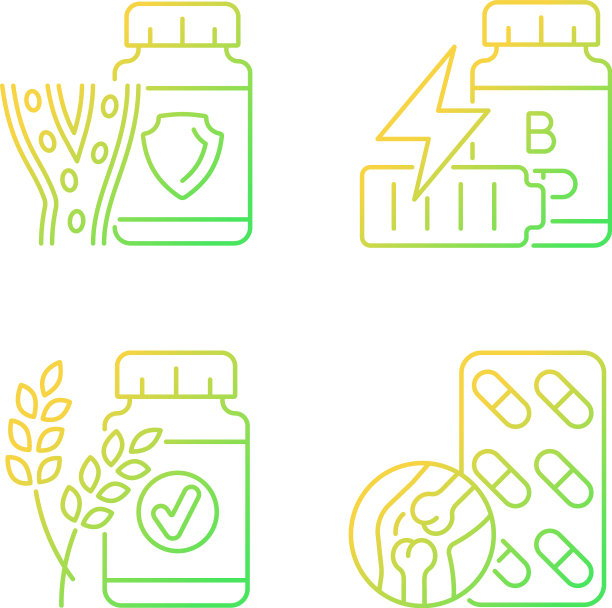 食物补充剂梯度线性图标设置图片下载