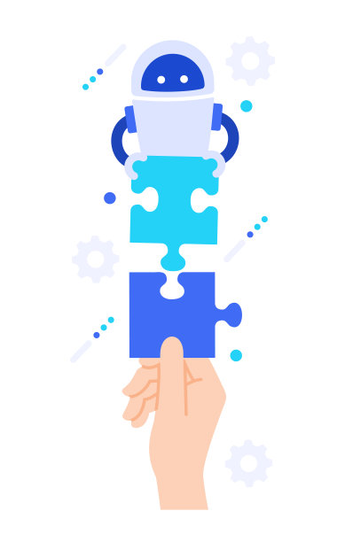 人类和人工智能一起工作。共同应对挑战的形象。图片下载