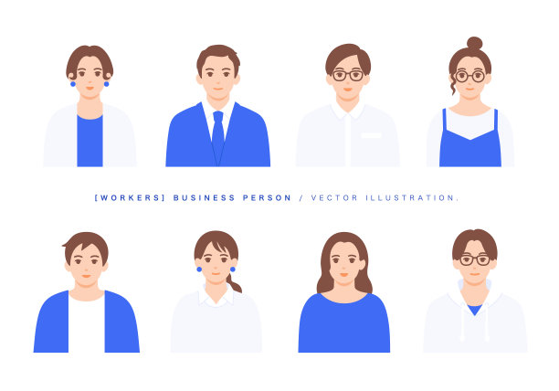 一套商人、设计师、工程师和各行各业的人的插图。图片下载
