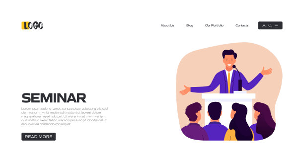 研讨会的概念矢量插图登陆页模板，网站横幅，广告和营销材料，在线广告，商业演示等。图片下载