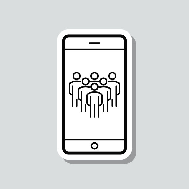 智能手机上的社交媒体。图标贴纸在灰色背景图片下载