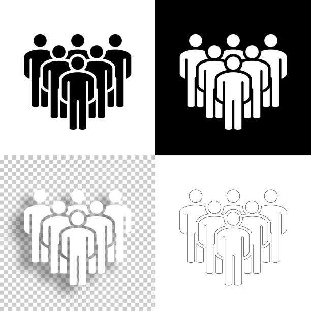 团队。图标设计。空白，白色和黑色背景-线图标图片下载