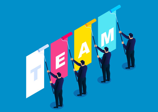 四个商人在墙上画画图片下载