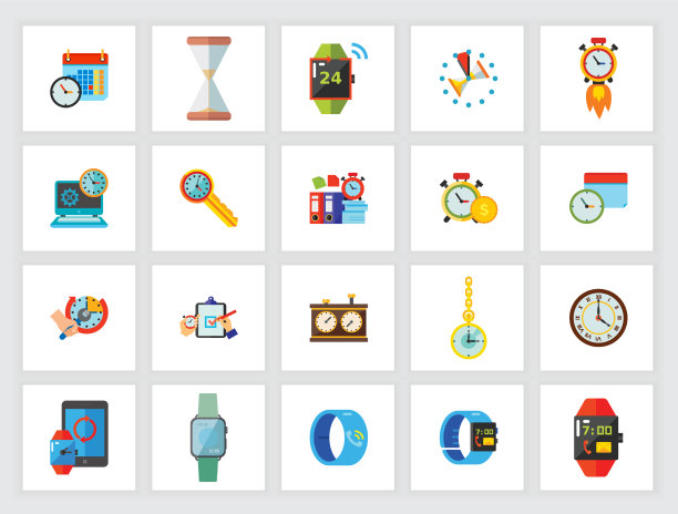 时间概念平面图标集图片下载