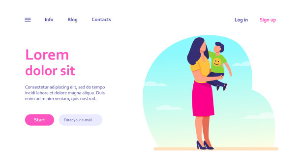 年轻的妈妈抱着蹒跚学步的孩子图片下载