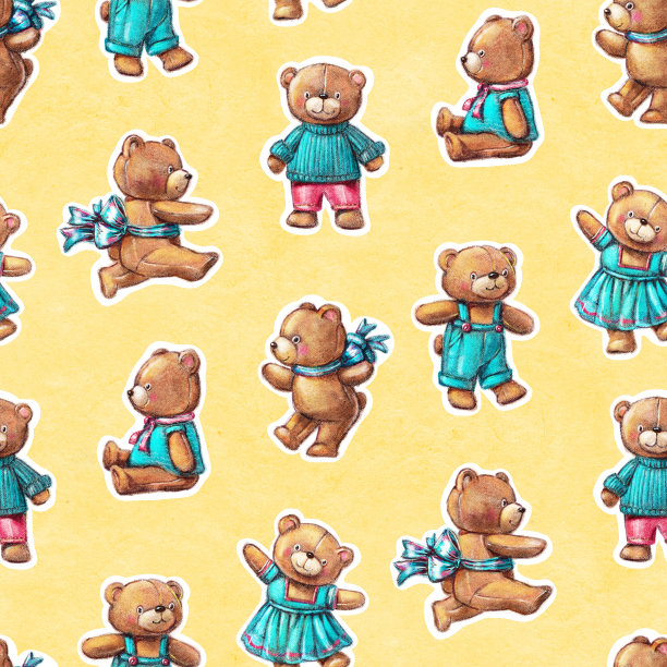 无缝图案与有趣的卡通熊图片下载
