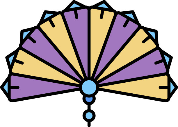 纸质手持式风扇图标颜色轮廓图片下载