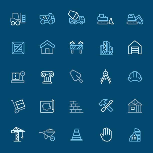 建筑工业。彩色轮廓图标图片下载