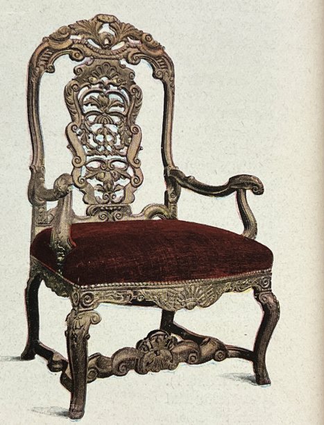 胡桃木扶手椅，天鹅绒内饰，产自德国，18世纪早期图片下载