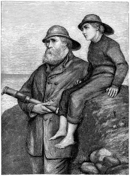 父子俩在看海图片下载