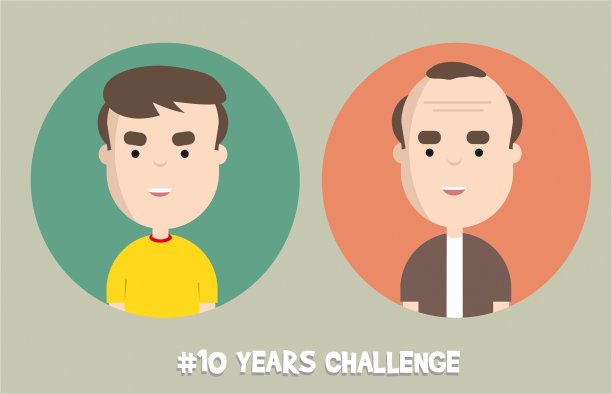 10年挑战卡通风格图片下载