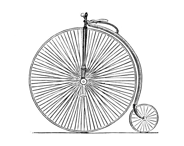 白色背景上的古董自行车图片下载