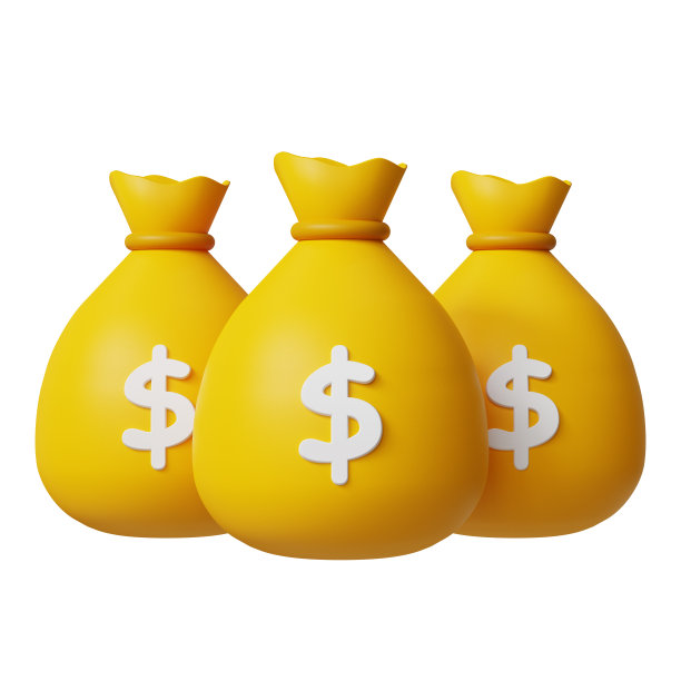 带有美元图标的黄色钱袋。现金，利率，商业和金融，投资回报，金融解决方案，预付和首付概念。三维演示图片下载