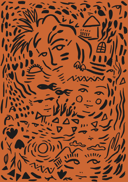 极简的现代女性脸部线条画图片下载