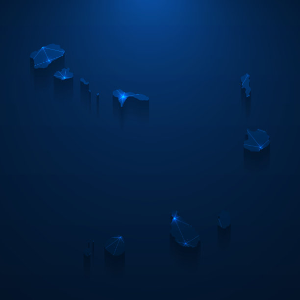 佛得角地图网络-明亮的网格在深蓝色的背景图片下载