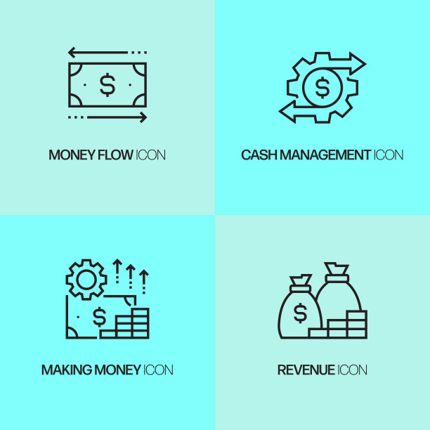 与金融相关的线路图标。向量符号说明。图片下载