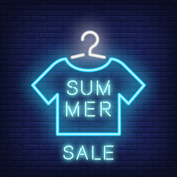 夏季特价霓虹文字和挂t恤图片下载