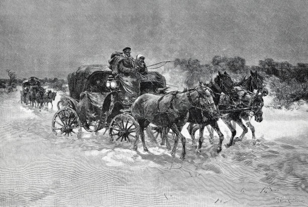 晚上乘马车回家图片下载