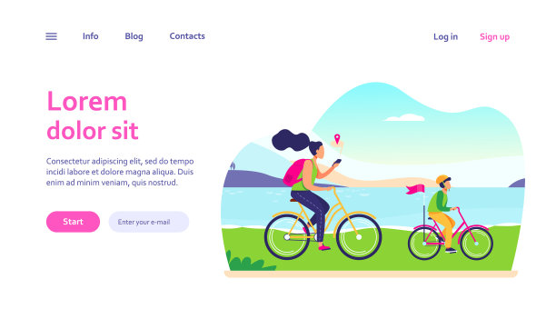 妈妈和儿子沿着海岸骑自行车图片下载