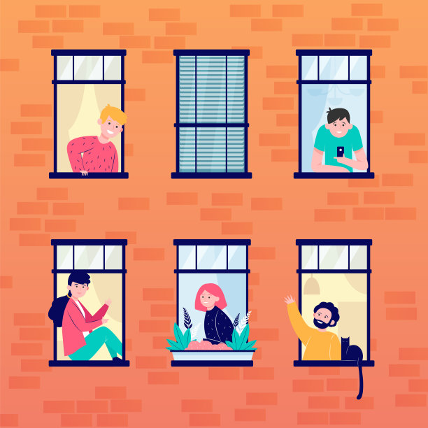 公寓开着窗户和邻居图片下载