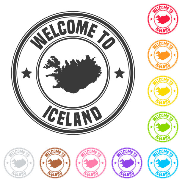 欢迎来到冰岛邮票-白底彩色徽章图片下载